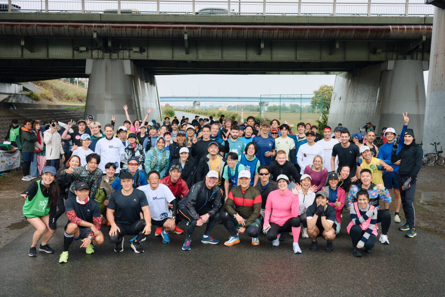 Runners and supporters at the Mirai no Mori charity event